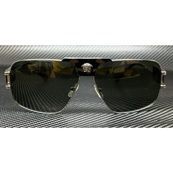 Versace Gunmetal Green Men's 63mm Sunglasses - Picture 2 of 5